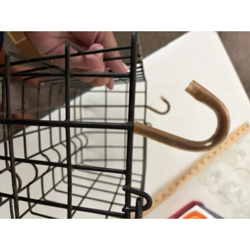 Rectangle metal basket with handle and hooks